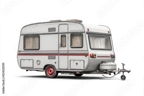 Vintage White Caravan: Retro Travel Trailer Illustration