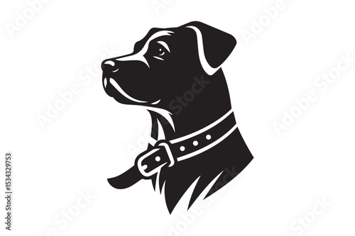 Dog Silhouette logo. Black and White Canine, Hound, Pooch, Puppy, Mutt, Tyke, Doggy.