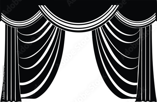 elegant stage curtains silhouette vector