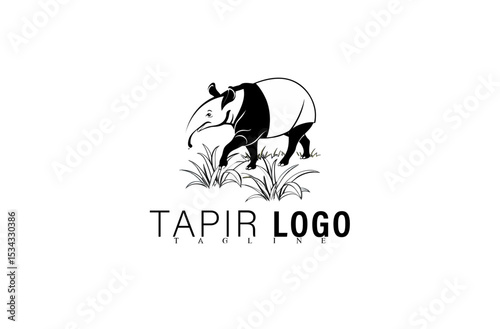 Simple Wildlife Tapir Icon Logo Vector Illustration. Geometric Black Animal Mascot Design for Branding. Creative Symbol for Company, Business, or Team Identity Logo Graphic Use.

