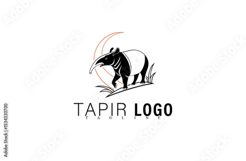Stylish Tapir Mascot Logo Vector Design. Modern Geometric Animal Symbol Illustration in Black. Unique Wildlife Icon for Company, Team, or Business Identity Graphic Logo Concept.

