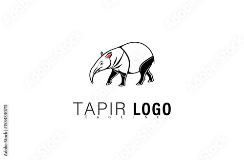 Elegant Wildlife Tapir Logo Vector Illustration. Geometric Black Animal Mascot Design for Business Branding. Creative Tapir Icon for Team, Company, or Brand Identity Logo Use.

