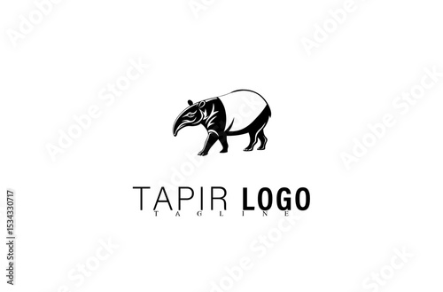 Clean Black Tapir Vector Logo Design. Modern Geometric Animal Mascot Symbol Illustration. Unique Tapir Icon for Business or Team Identity in Creative Company Branding Graphic Use.

