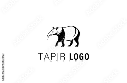 Elegant Geometric Tapir Logo Vector Design. Modern Black Mascot Animal Symbol for Branding Use. Creative Wildlife Icon for Company, Team, or Brand Identity Graphic Logo Illustration.

