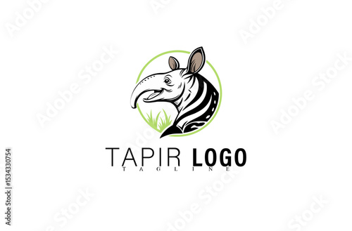 Modern Tapir Mascot Logo Vector Illustration. Unique Geometric Animal Icon in Black for Branding. Simple Tapir Symbol for Business, Team, or Company Identity Graphic Design Use.

