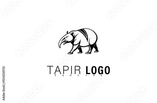 Creative Wildlife Tapir Logo Vector Design. Geometric Black Animal Mascot Illustration for Branding. Modern Tapir Icon for Business, Company, or Team Identity Graphic Logo Concept.

