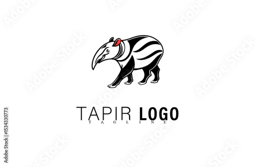 Modern Wildlife Tapir Vector Logo Illustration. Black Geometric Mascot Animal Icon Design for Branding. Unique Tapir Symbol for Business, Team, or Brand Identity Graphic Concept.

