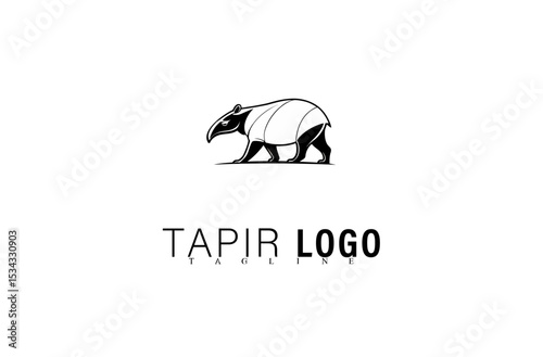 Simple Tapir Icon Logo Vector Illustration. Modern Geometric Black Animal Mascot Symbol for Business or Brand Identity. Unique Wildlife Logo for Company, Team, or Community Use.

