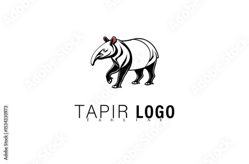 Unique Modern Tapir Mascot Logo Design. Clean Black Geometric Animal Icon Vector Illustration. Ideal for Business, Team, or Brand Identity Symbol in Creative Company Branding Use.

