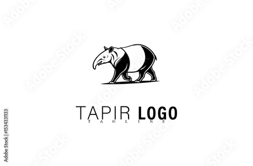 Creative Geometric Tapir Logo Vector Illustration. Black Mascot Animal Symbol Design for Business Branding. Modern Wildlife Tapir Icon for Team or Brand Identity Graphic Logo Concept.

