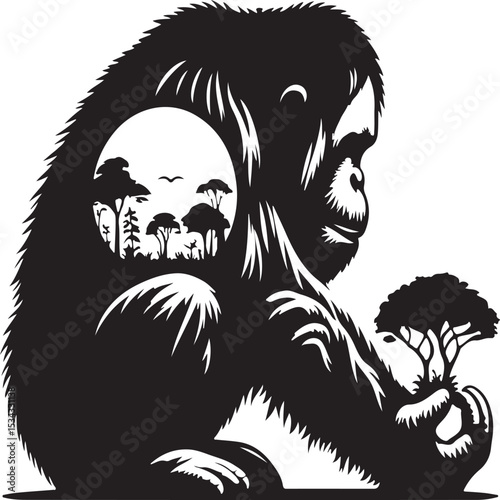 orangutan vector sihouette