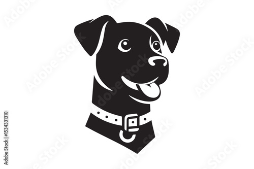 Dog Silhouette logo. Black and White Canine, Hound, Pooch, Puppy, Mutt, Tyke, Doggy.