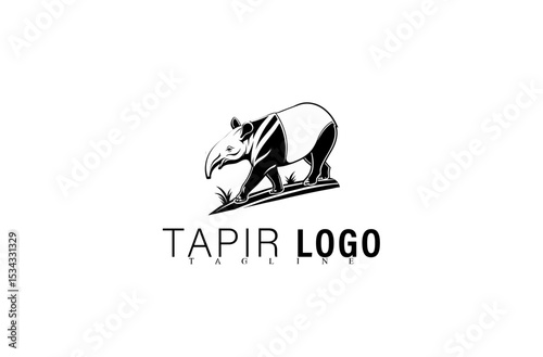 Elegant Black Tapir Icon Vector Illustration. Simple Geometric Mascot Logo Design for Business Branding. Modern Animal Symbol Logo for Team, Company, or Brand Identity Graphic Use.

