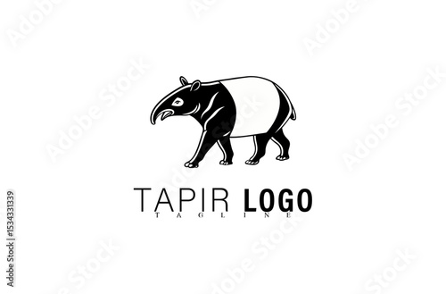 Clean Black Tapir Vector Logo Illustration. Modern Geometric Mascot Design for Company or Brand. Unique Tapir Icon for Team Identity, Community, or Business Graphic Logo Use.

