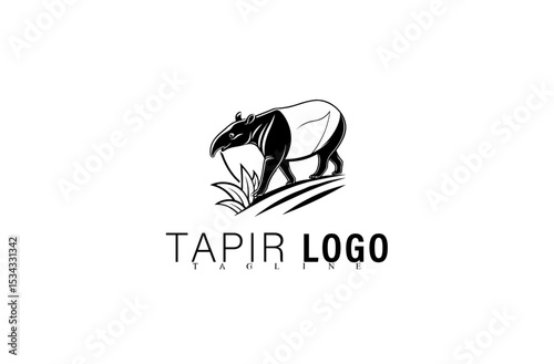 Geometric Tapir Animal Mascot Logo Vector. Simple Black Wildlife Icon Design Illustration. Modern Tapir Logo for Business Branding, Team Identity, or Company Symbol Graphic Use.

