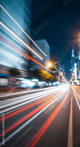 Nighttime Rush: Urban Traffic Light Trails