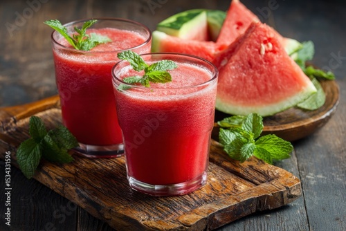 Wallpaper Mural Refreshing Watermelon Mint Smoothies: A Vibrant Summer Beverage Torontodigital.ca
