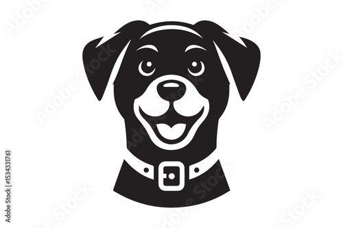Dog Silhouette logo. Black and White Canine, Hound, Pooch, Puppy, Mutt, Tyke, Doggy.