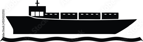 container ship cargo ship silhouette vector