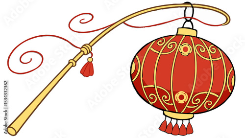 Illustration Vector of Chinese Lantern for Good Fortun.svg photo