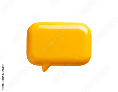 Yellow 3d speech bubble isolated on a white background