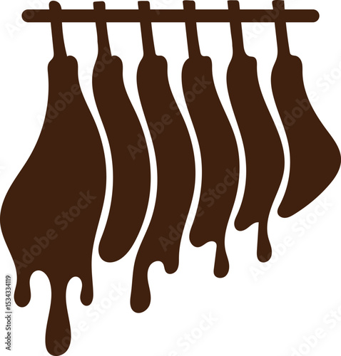 smoked meat silhouette vector, smoked rib icon for barbecue, food rack with grilled ribs