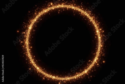 gold circle with sparkles on a black background