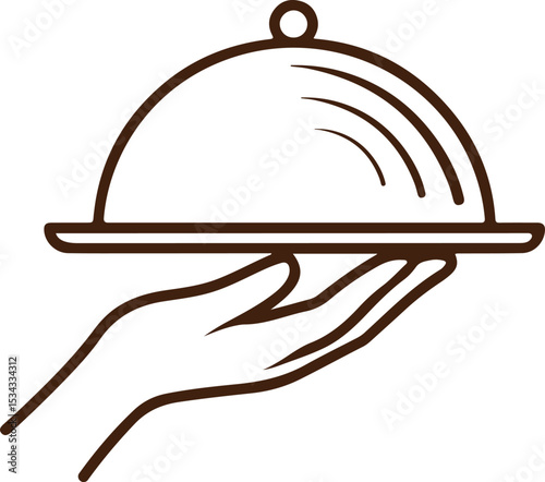 hand serving tray silhouette icon, restaurant hand food tray vector, silhouette hand holding platter