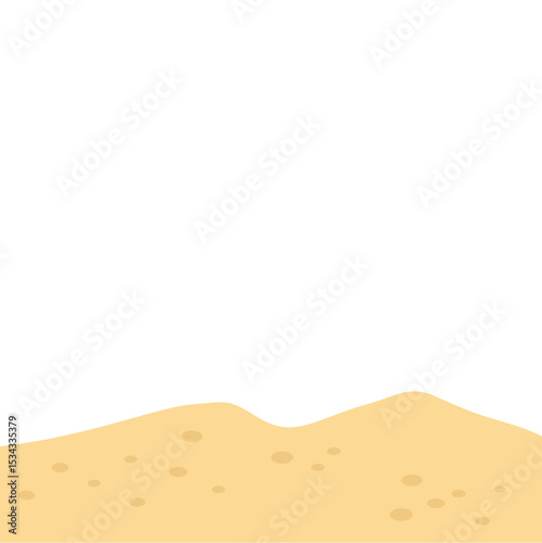 Pile of sand dune in desert or at beach. Vector illustration.