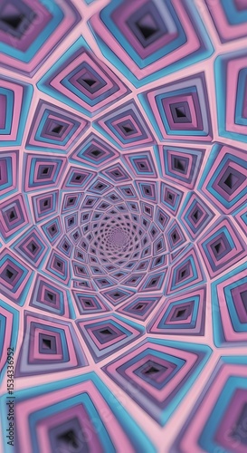 Abstract Geometric Tunnel: Pastel Diamond Pattern