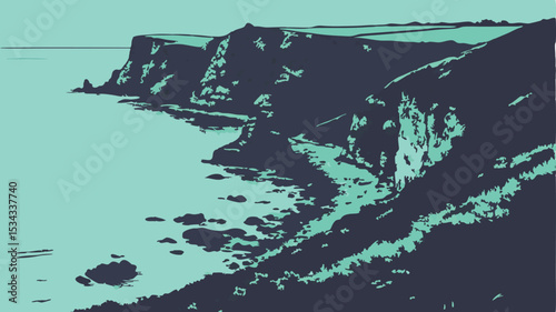 Coastal Cliffside Landscape Design Element perfect for branding projects needing a nature inspired design aesthetic