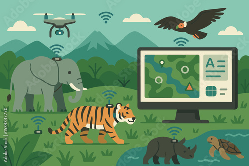 Wildlife tracking technology with GPS collars and drone