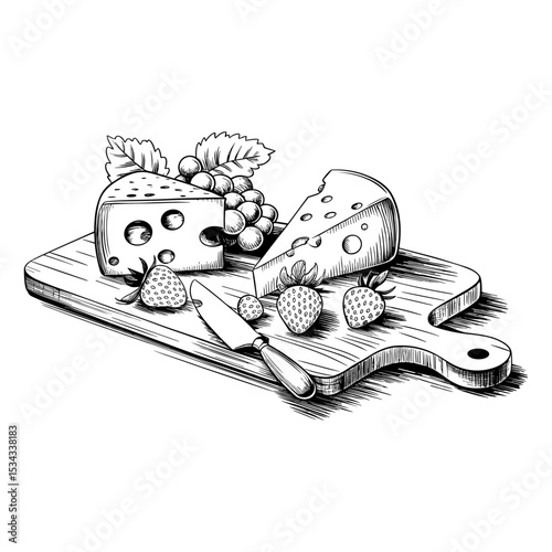 hand drawn vector illustration of a pizza,