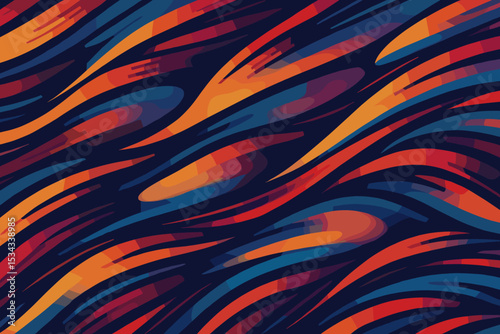 Vibrant abstract flowing streaks pattern in red, orange and blue