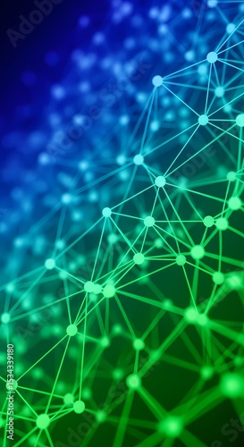 Abstract Network Connection: Blue and Green Digital Web