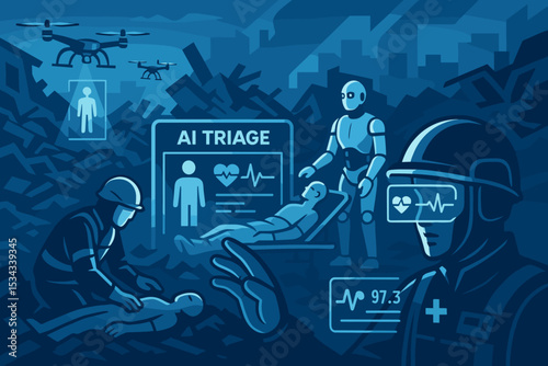 AI-powered medical triage with drones and robots in disaster zone