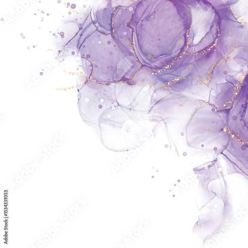 corner purple alcohol ink with gold glitter