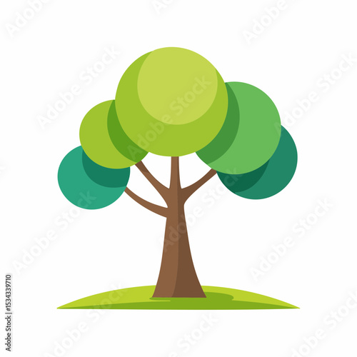 Nature's Canvas: A vibrant graphic depiction of a tree standing proud on a patch of green, symbolizing growth, life, and the beauty of the natural world.