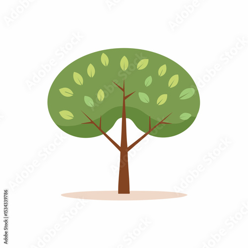 Green Leafy Tree: A vibrant illustration of a tree, its lush green foliage and sturdy trunk symbolizing growth and the beauty of the natural world.