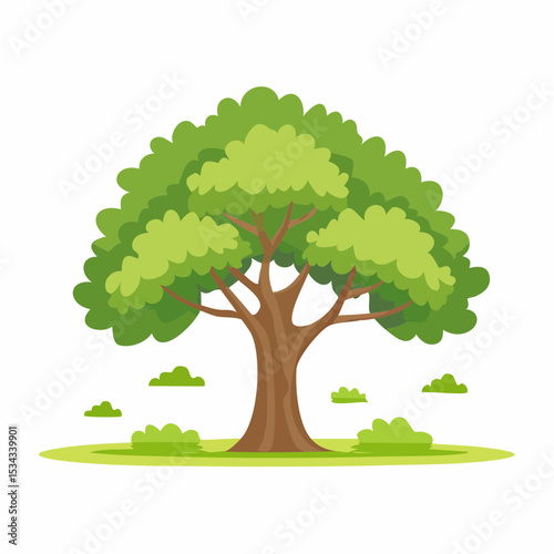 Solitary Majestic Tree: A vibrant, healthy tree stands proudly, its lush green canopy providing shade and its sturdy trunk a testament to resilience.