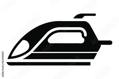 Isolated black and white vector graphic of an electric iron for clothes
