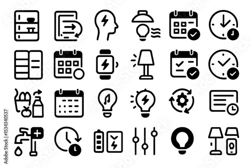 Minimalist smart home and energy management icon set