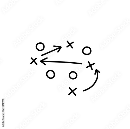 Soccer game tactic strategy. Scheme for training of football team. Vector illustration 