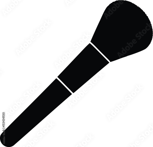 makeup brush with powder puff silhouette vector