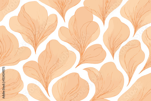 Soft peach floral pattern with delicate flowing leaves
