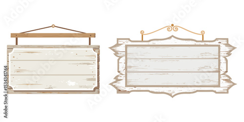 Empty signboard made of reclaimed whitewashed wood, rustic style, shabby chic decor theme