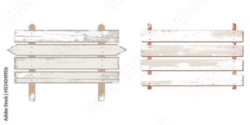 Rustic shabby chic blank sign, whitewashed wooden planks, lightly cracked paint