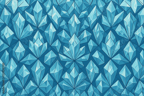 Abstract blue geometric crystal pattern for background design.