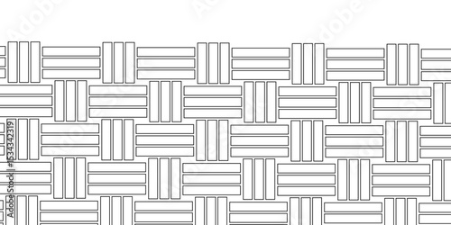 White Weave Pattern Showing Repetition Useful as Background. Minimal line Seamless geometric pattern with shapes. Decoration and maze ornament square wall tile. white rattan weave texture background.