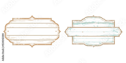 White distressed wooden sign, shabby chic style, blank space